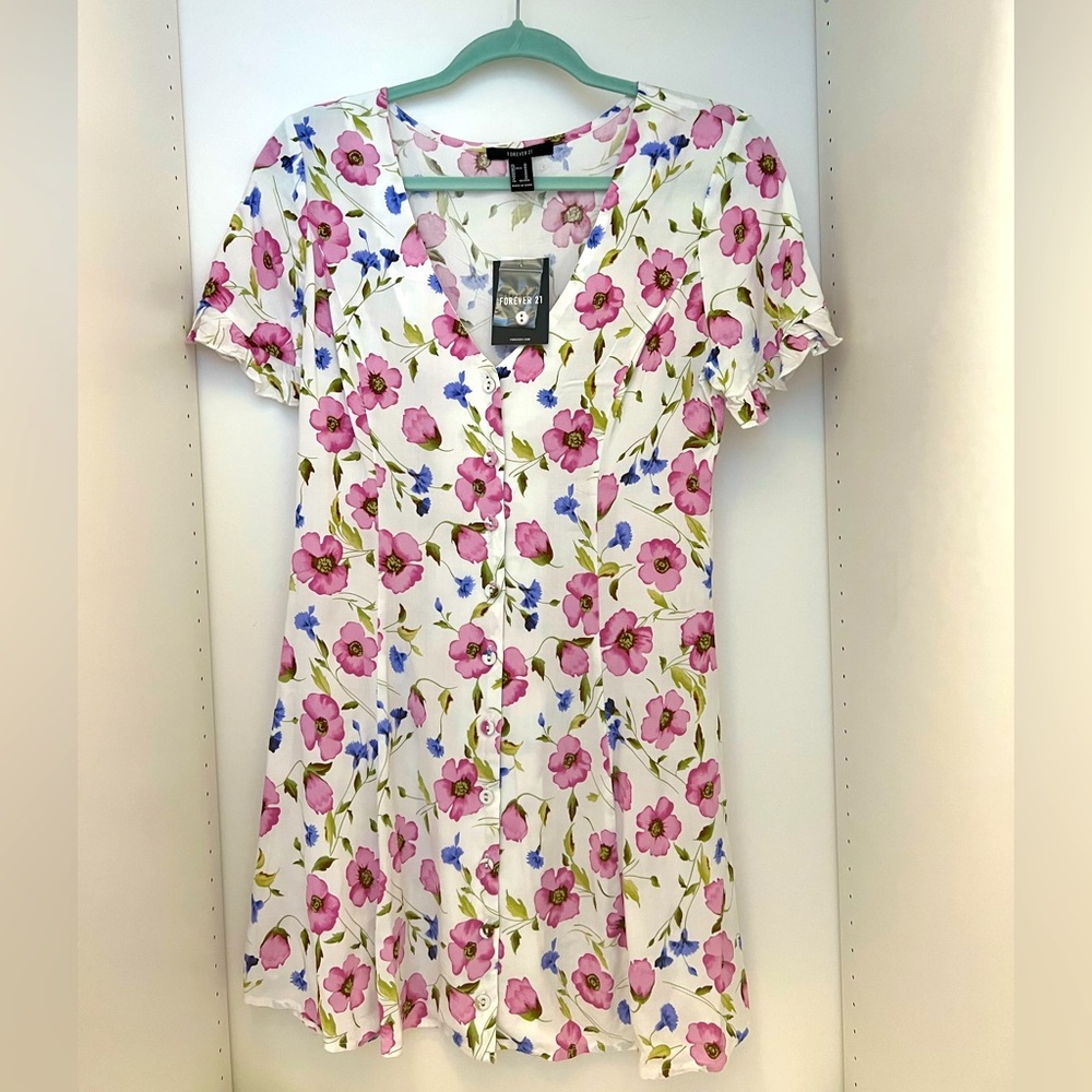 Forever 21 floral white/mauve print dress.